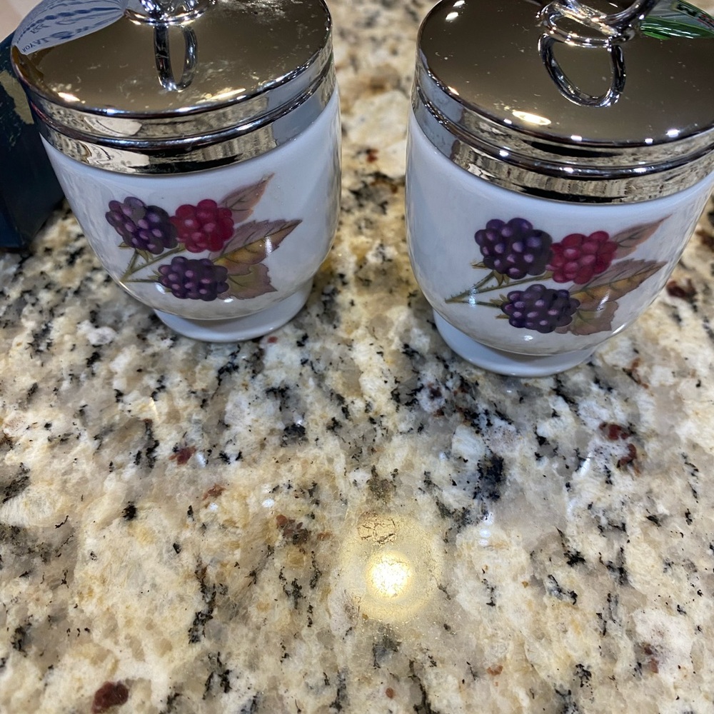 Royal Worcester White and Silver Berry Jars